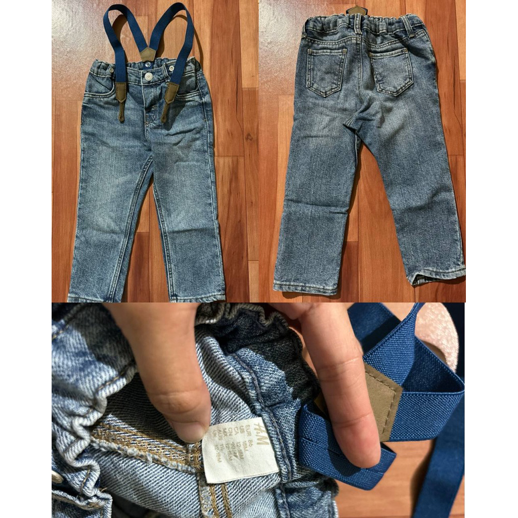 Celana Panjang Jeans + Suspender Anak Ori HNM H&M  [Preloved]