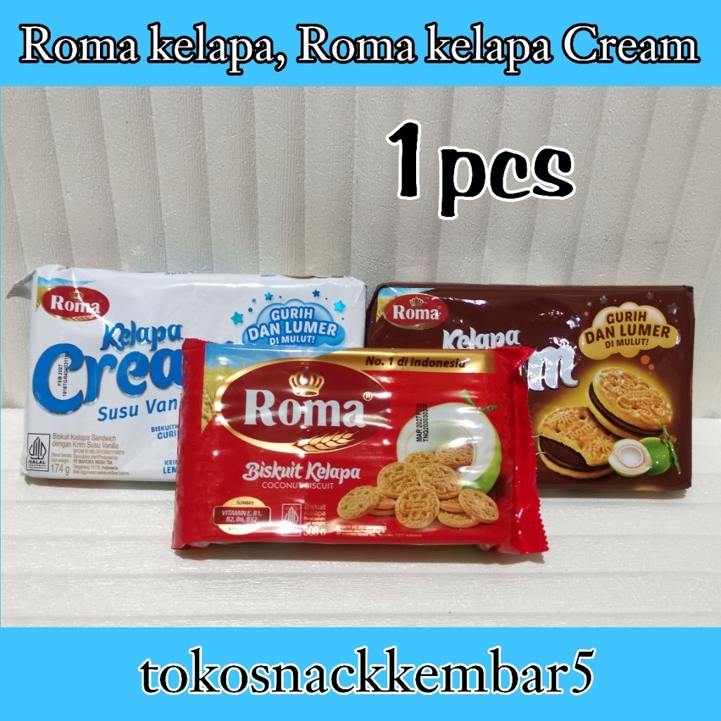 Roma malkist renceng, kelapa, kelapa cream fam pack, sari gandum fampack, Marie biskuit rencng, sand