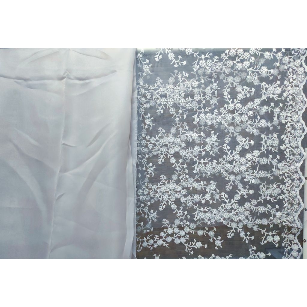 kain tulle bordir sulam halus lilac muda offwhite