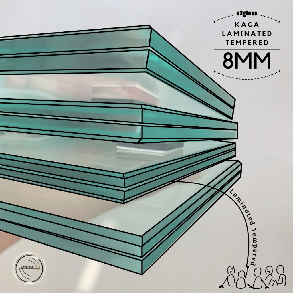 Kaca Laminated Tempered 2 Lapis Ketebalan 8mm+8mm