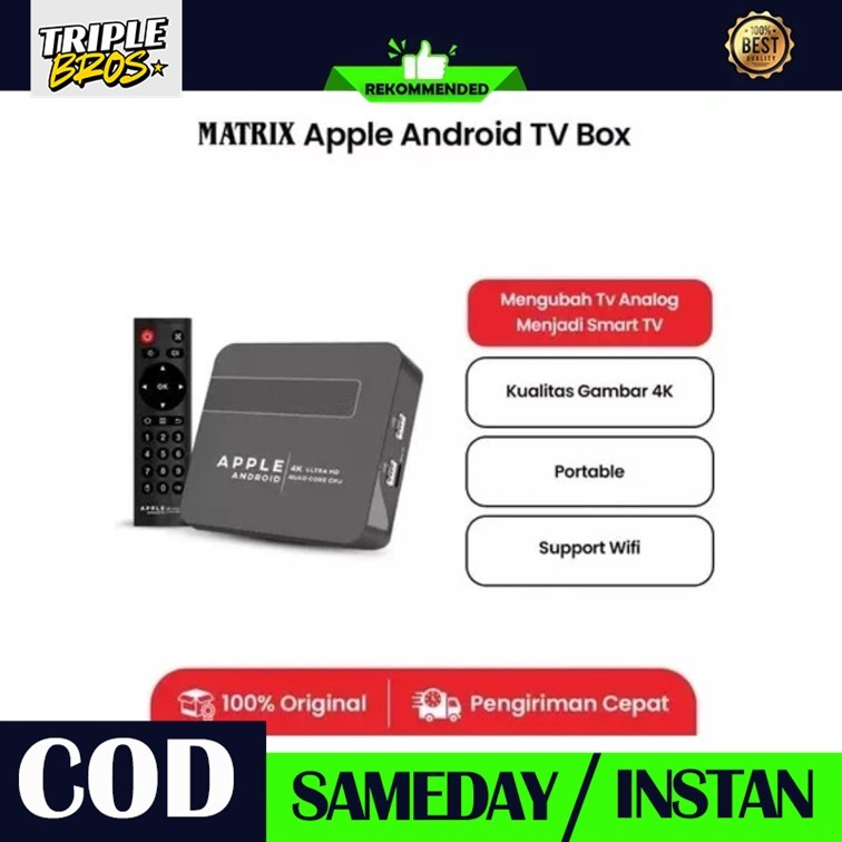 Matrix Apple Android Box Smart TV 2GB/16GB 4K UHD Streaming Video Channel Live Media Player Wireless
