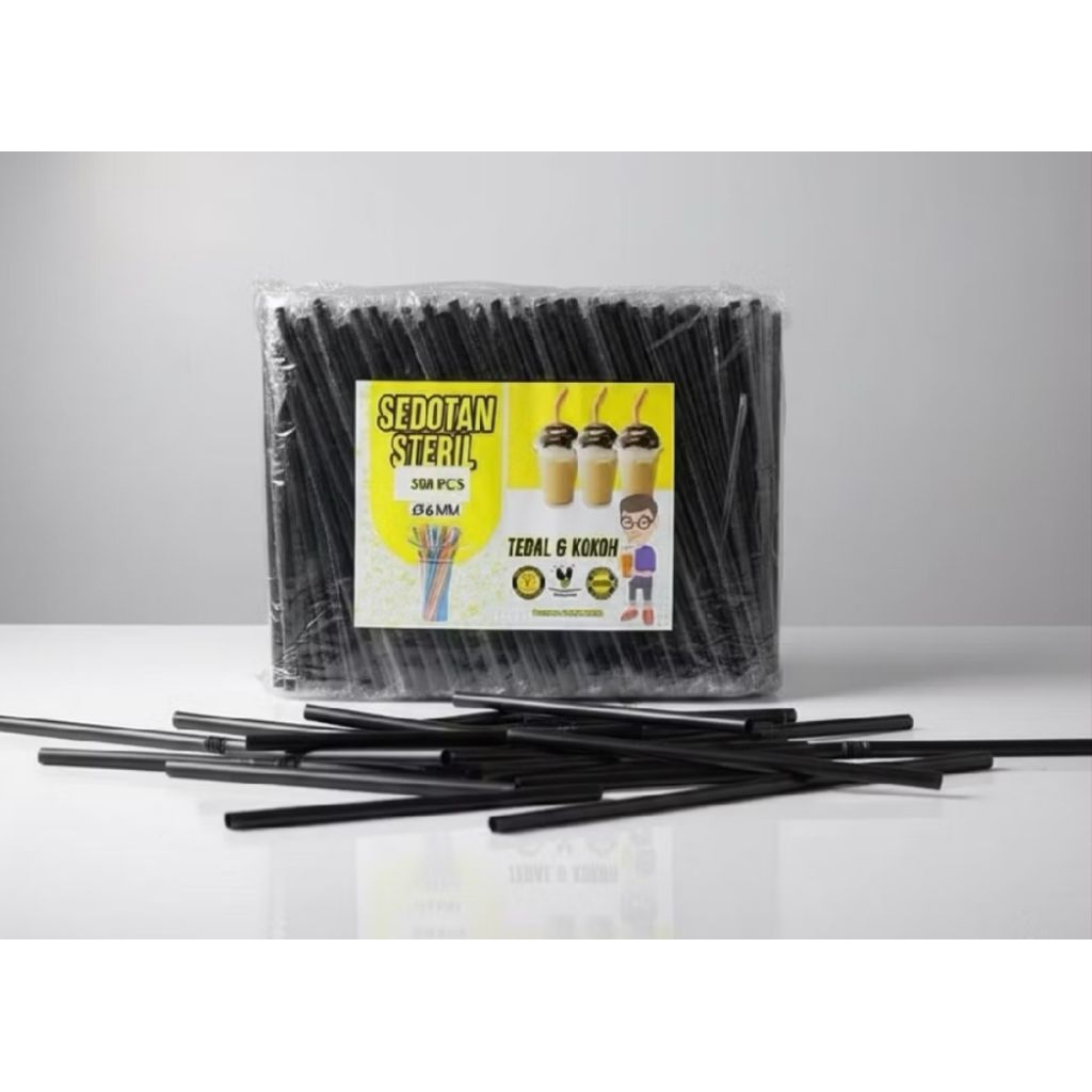 Sedotan Plastik 6mm X 20cm Steril Higienis / Sedotan 620 Teh Solo Ujung Lancip Isi 250 Pcs