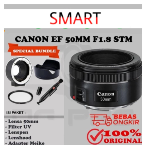 LENSA CANON EF 50MM 1:1.8 STM BARU / LENSA FIX CANON 50MM STM