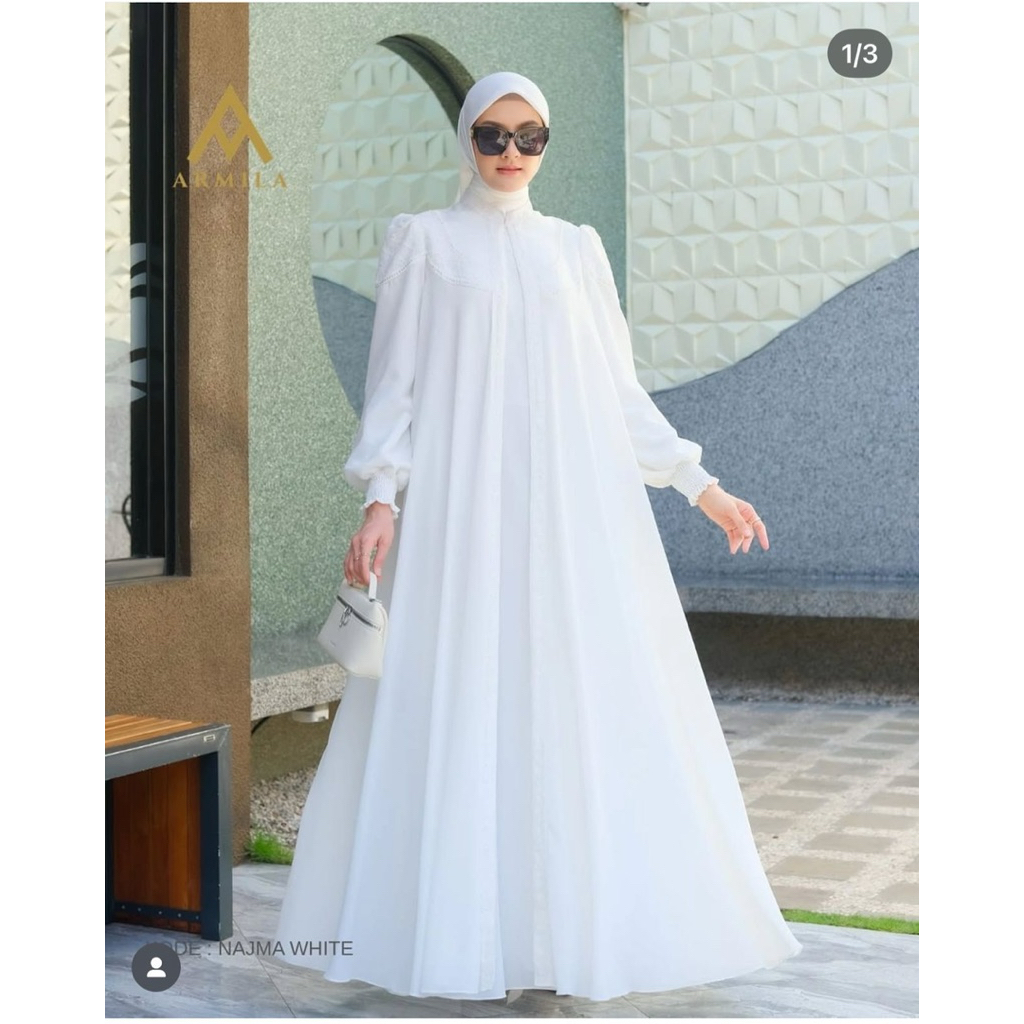 Gamis Armila syari brand new white brand Armila syari set