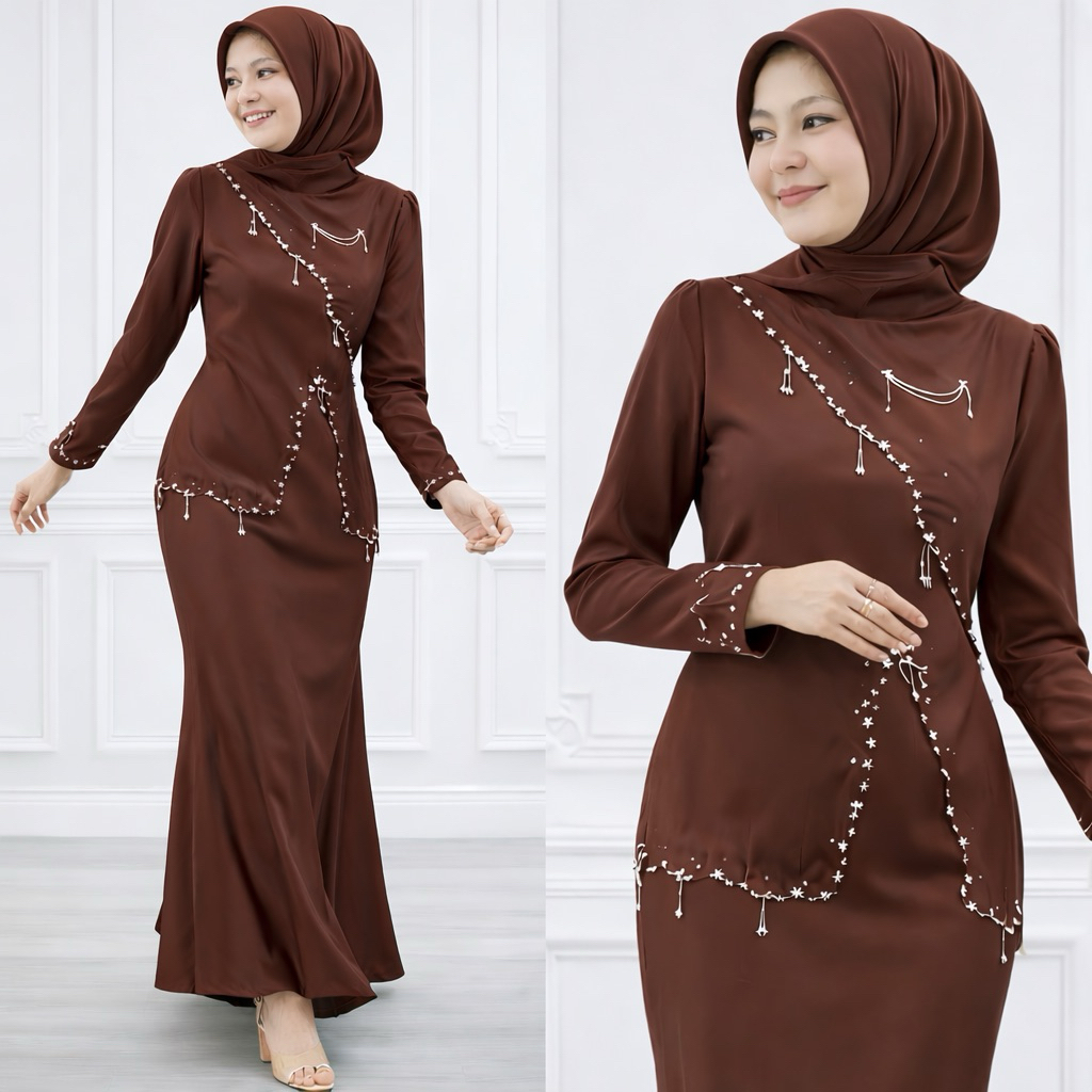 Kayla Tsabitah Dress Pesta Gamis Kondangan Satin Premium Payet Bridesmaid