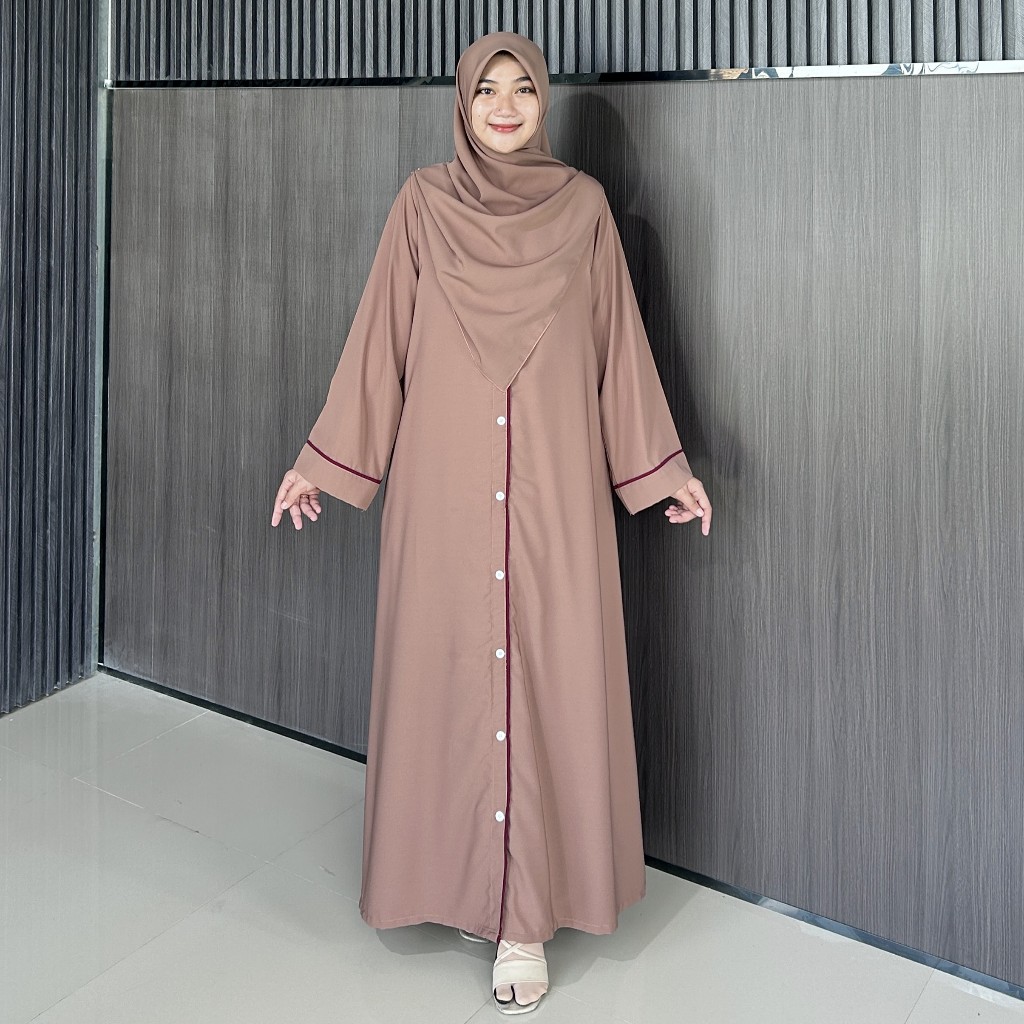 Abaya Leyka Kancing Dress Remaja Syari Kekinian List Simpel Jilbabshafi