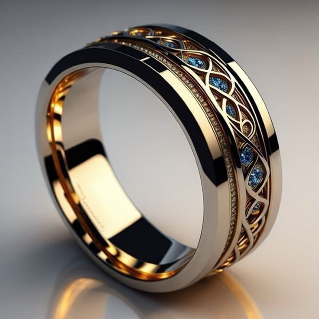 Cincin Pria Premium Gold Black Zircon – Elegan & Mewah ZXTYN