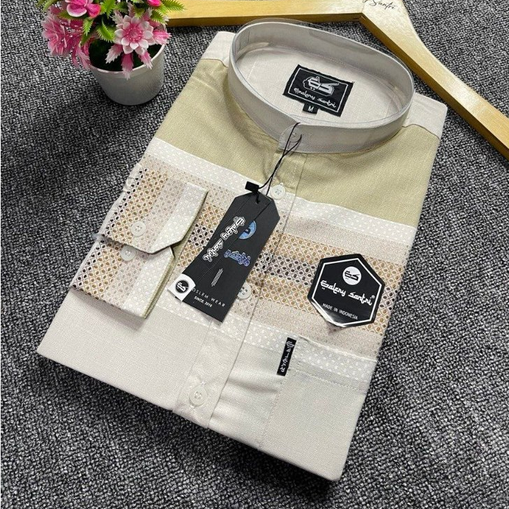 Galery Santri Baju Koko Pria Dewasa Lengan Panjang Katun Madinah Songket - Baju Koko Putih Dewasa