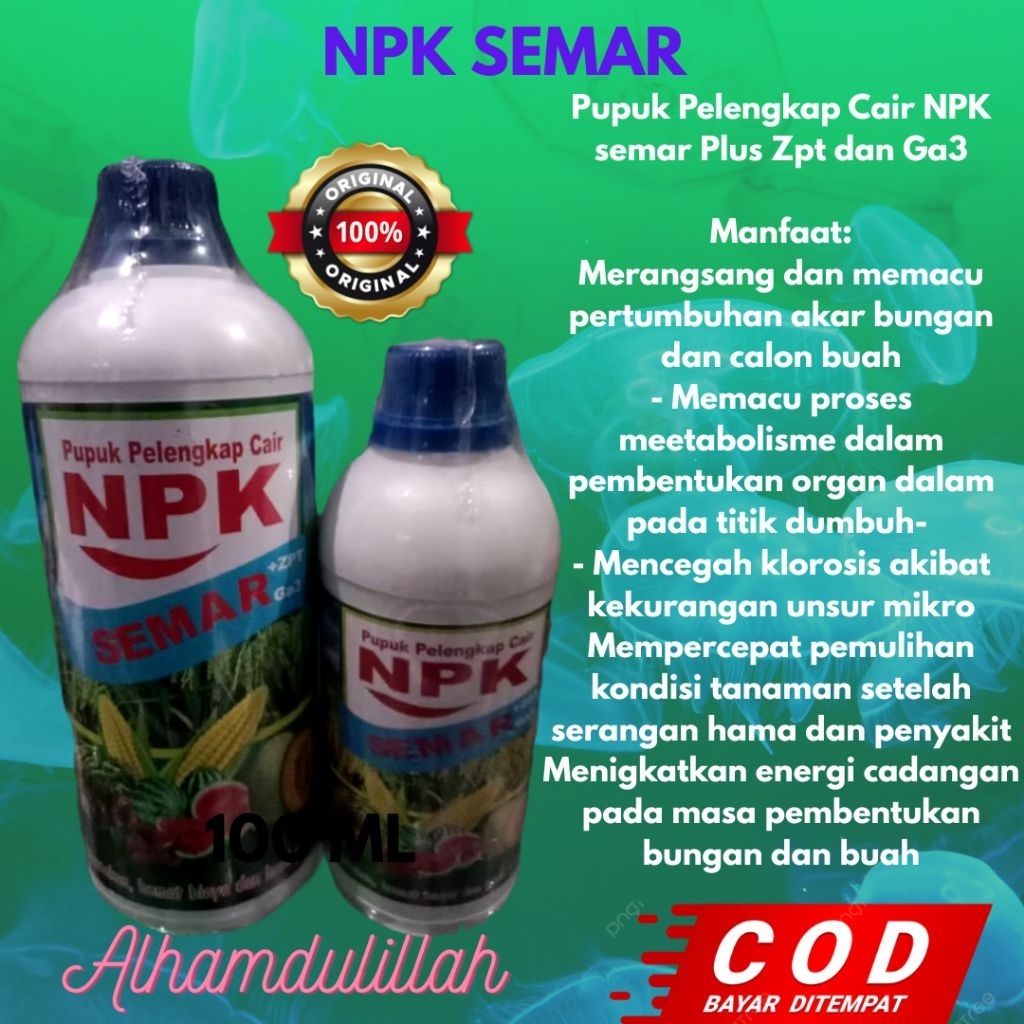 Pupuk Pelengkap Cair NPK semar Plus Zpt dan Ga3 500 ml/1 liter