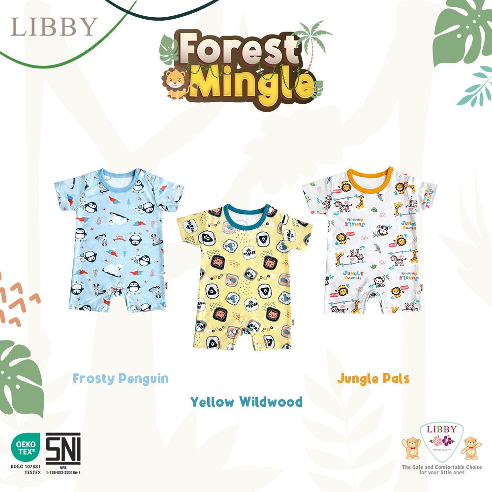 LIBBY Baju Kodok Segiempat Motif Unisex (1 pcs) | Bon Voyage | Jungle Junior | Fresh Dream | Playful