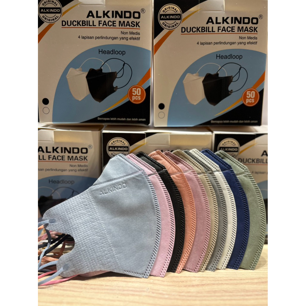 MASKER DUCKBILL ALKINDO MIX HIJAB WARNA 3D 4PLY 50PCS