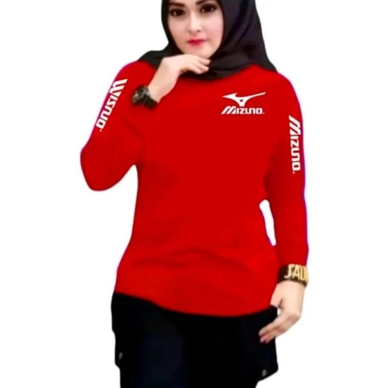 Baju senam wanita lengan panjang kaos atasan olahraga fittness gym voli aerobic