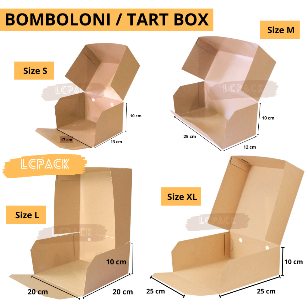 PAPER CRAFT BOX BOMBOLONI DUS KUE CAKE DOS KOTAK CATERING BAHAN KRAFT COKLAT FOOD GRADE