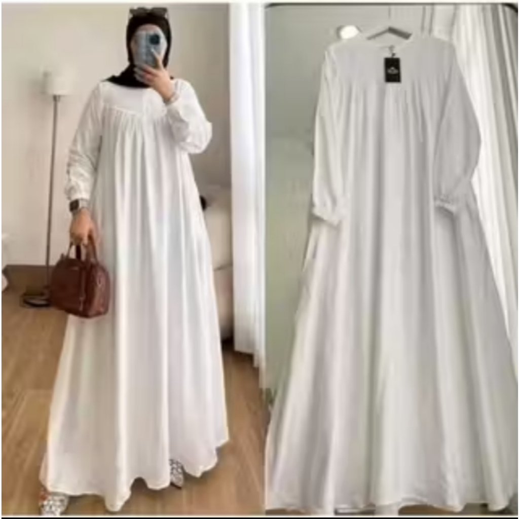 Gamis Crinkle Airflow Premium - Model Simple, Bahan Adem, Nyaman Dipakai