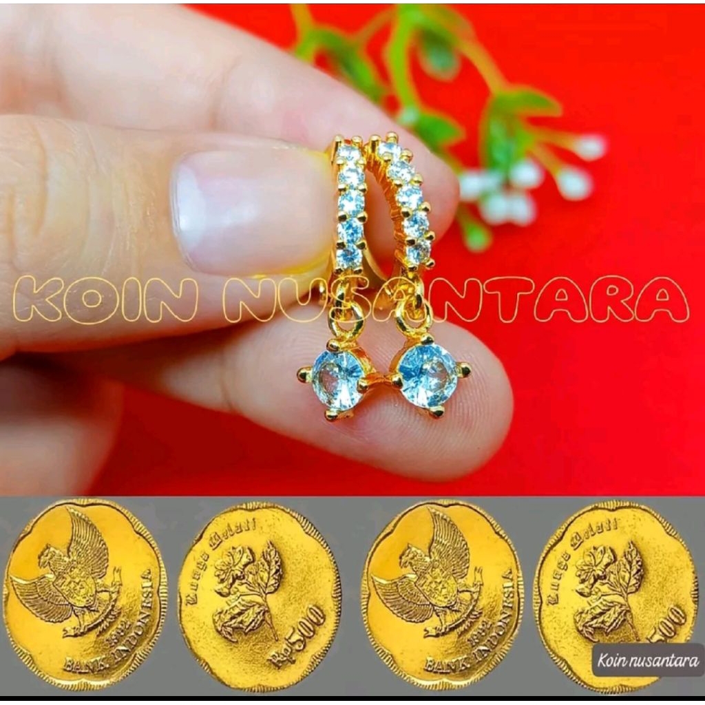 Anting wanita dewasa Anting Clip Mata Satu Pull Permata Anting Kon Logam