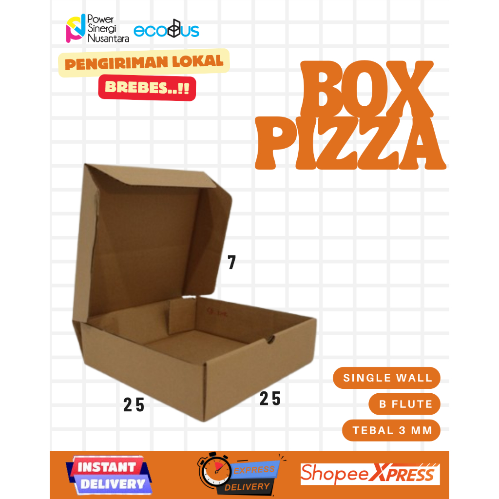 Dus / Kardus / Box Pizza Die Cut Ukuran 25x25x7 | Praktis & Kokoh