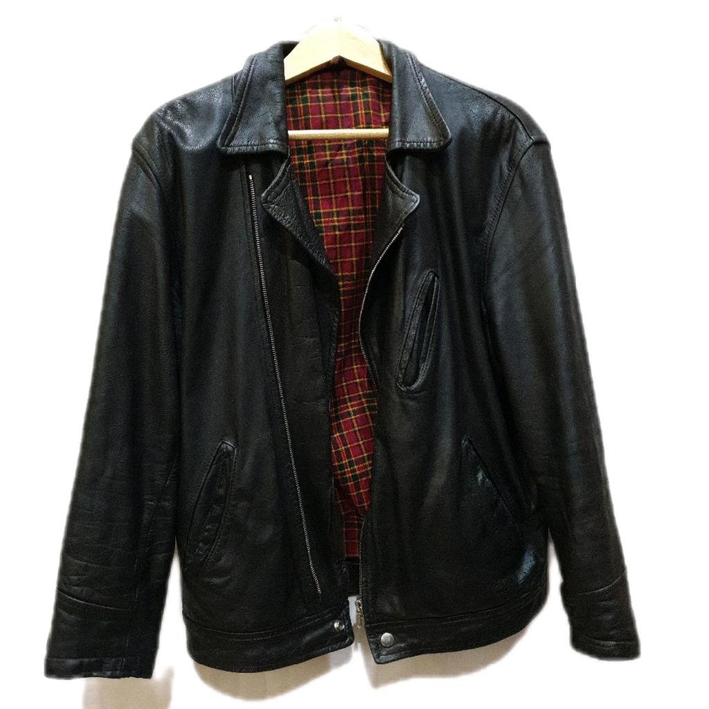 100% Genuine Nappa Cowhide Vintage Casual Ramones Jacket LD 114 cm Riri M6 Zipper
