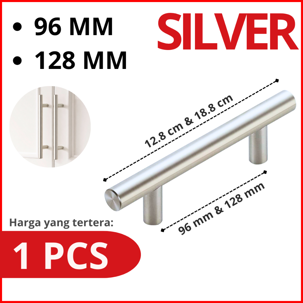 Tarikan laci Minimalis Gagang Lemari Handle Pintu SILVER