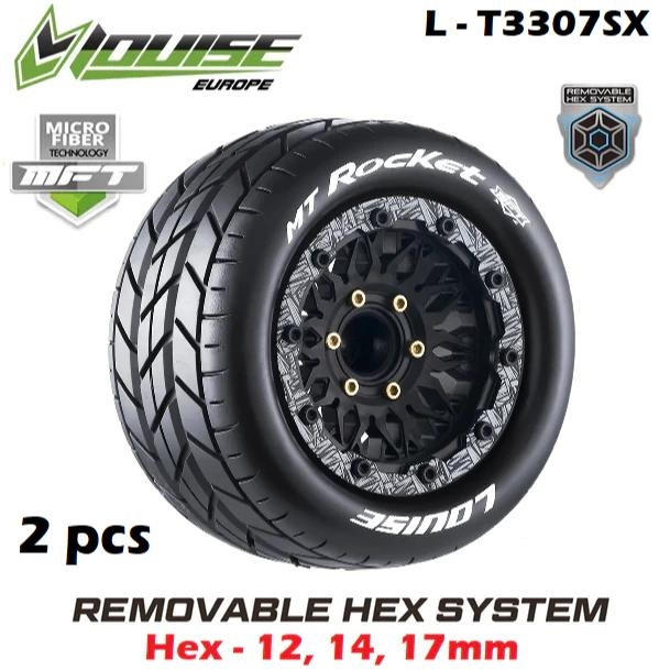 Louise MFT MT-ROCKET 1/10 Monster Truck Tire Removable Offset HEX 12mm 14mm 17mm Mounted Ban RC