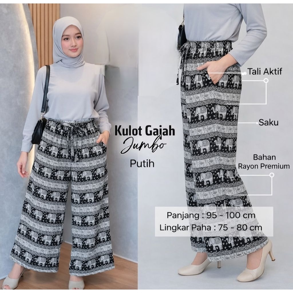 KULOT GAJAH JUMBO | RAYON | ada tali serut & kantong nya