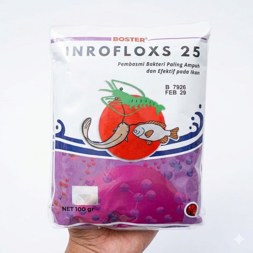 Boster Inrofloxs 25 Serbuk 100gr Antibiotik Ikan Enrofloxacin Inroflok