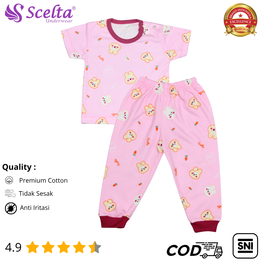 Scelta - Setelan Pakaian Anak-anak Lengan Pendek dan Celana Panjang Motif Karakter | STL SC 456 CP