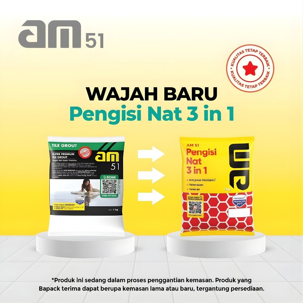 Semen Pengisi NAT AM 51 Pengisi Nat Keramik 1Kg 3in1 – Semen Nat / Tile Grout Anti Jamur, Tahan Air,