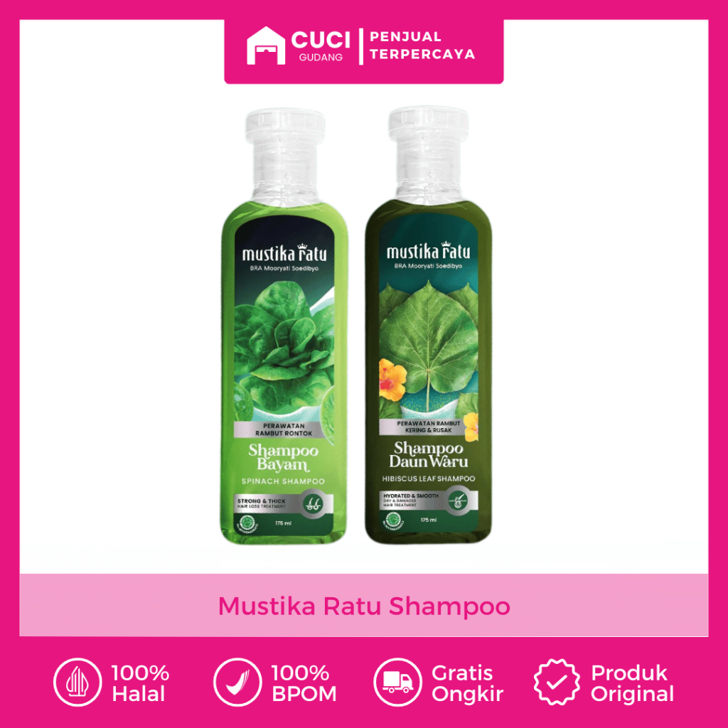 Mustika Ratu Sampo Daun Bayam Shampoo Anti Ketombe Dan Rontok Penumbuh Rambut Pemanjangan Penyubur C