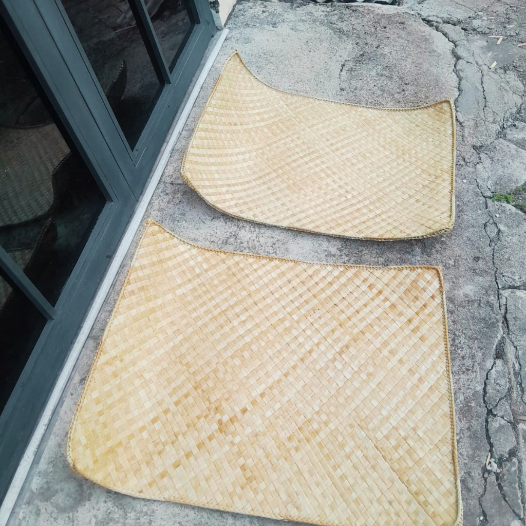 Tikar Pandan Double Rangkap Tebal Ukuran 50 x 70cm Tikar Renik Tambahan Jahit Pinggir Jadi Kuat