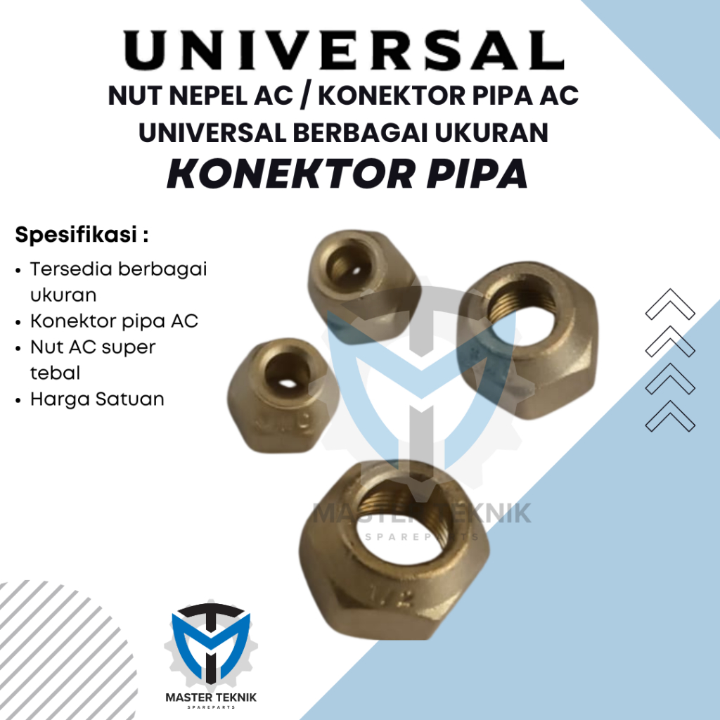 Nut Nepel Ac / Konektor Pipa Ac Universal Berbagai Ukuran