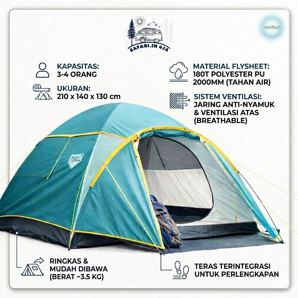Tenda Camping Bestway Pavillo Activeridge 4 Orang – Double Layer | Camping Santai Anti Ribet