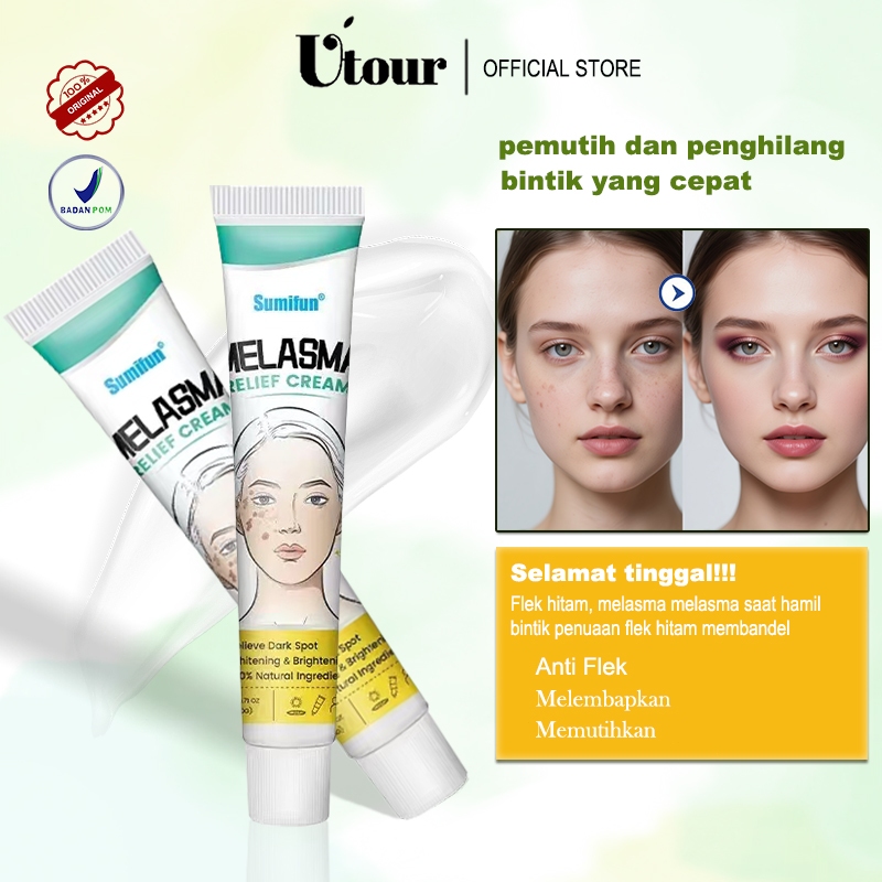 Sumifun Krim Penghilang Flek Melasma & Pemutih Wajah-Natural Ingredients & 7 Hari Atasi Noda Hitam, 15 Hari Memudarkan Plak, 28 Hari Kulit Cerah Glowing