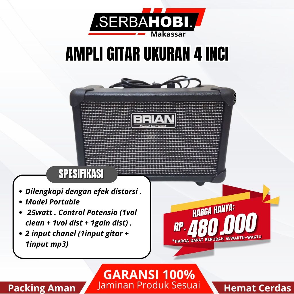 Ampli Gitar Ukuran 4 Inci With Efek Distorsi
