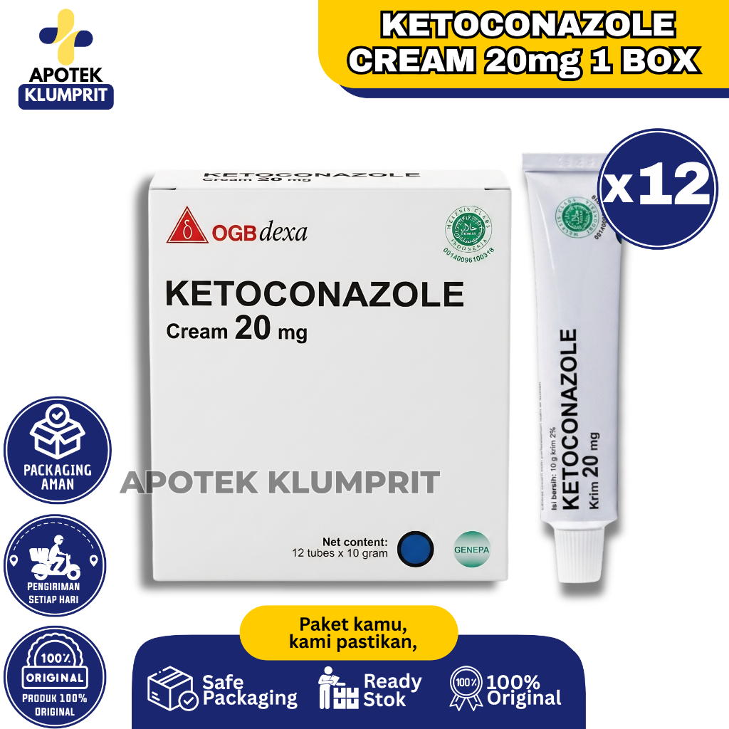 1 Box Ketoconazole Cream 20mg Dexa 2% 10 Gram Per Box Isi 12 Tube Salep Anti Jamur Gatal Kulit Dexa 