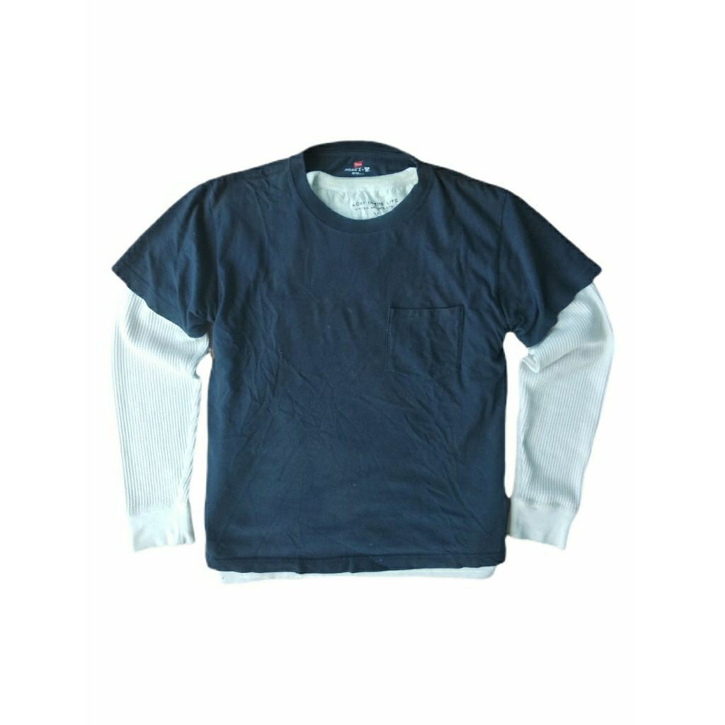 Blank pocket tee Navy T-shirt Hanes beefy polos