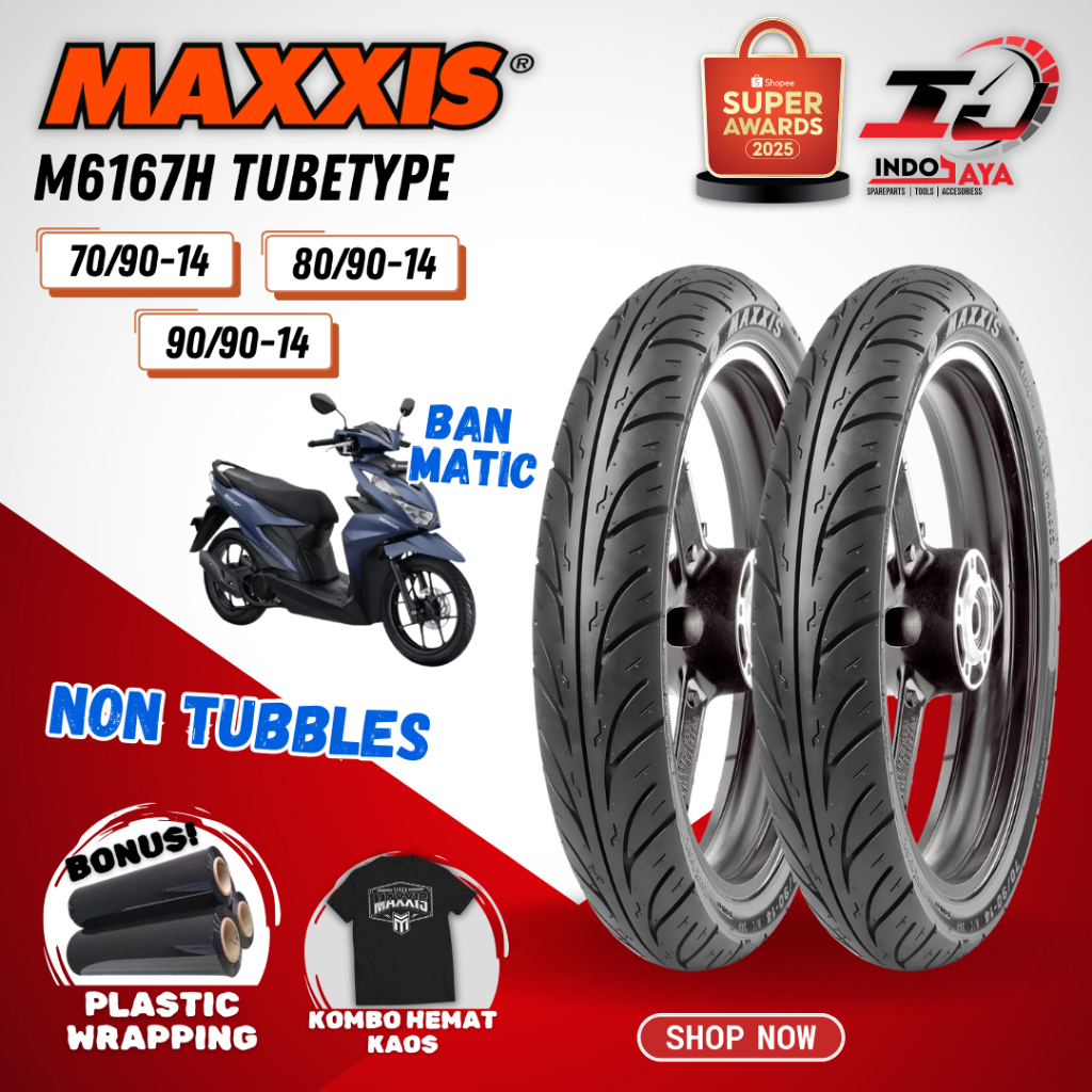 [BAYAR DI TEMPAT] MAXXIS TUBETYPE M6167H / BAN MAXXIS (70/90-14 - 80/90-14 - 90/90-14 ) TUBE TYPE / 