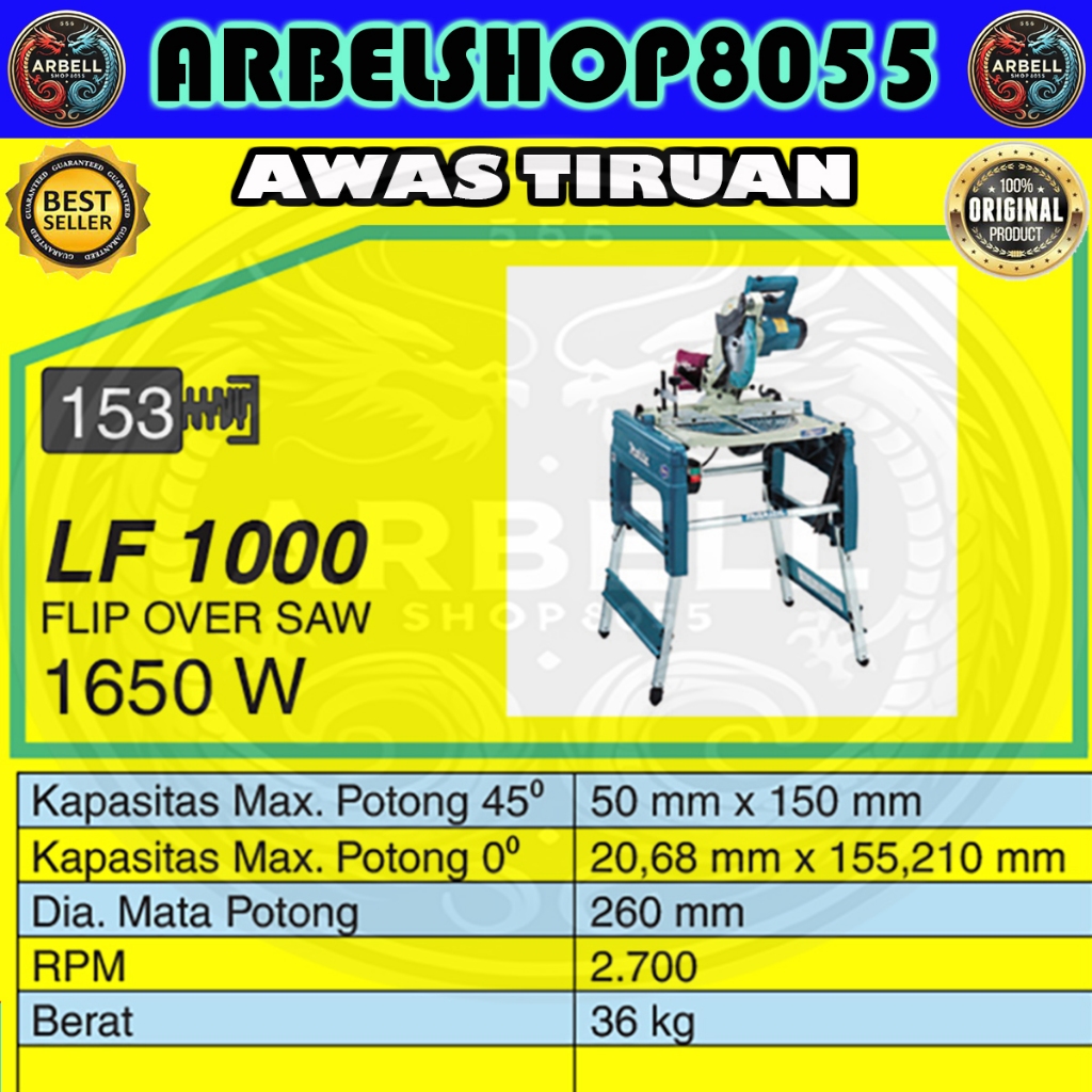 MAKITA TABLE SAW FLIP OVER SAW LF 1000 MEJA POTONG BISA DIBALIK MAKITA LF1000 ORIGINAL PRODUK MAKITA