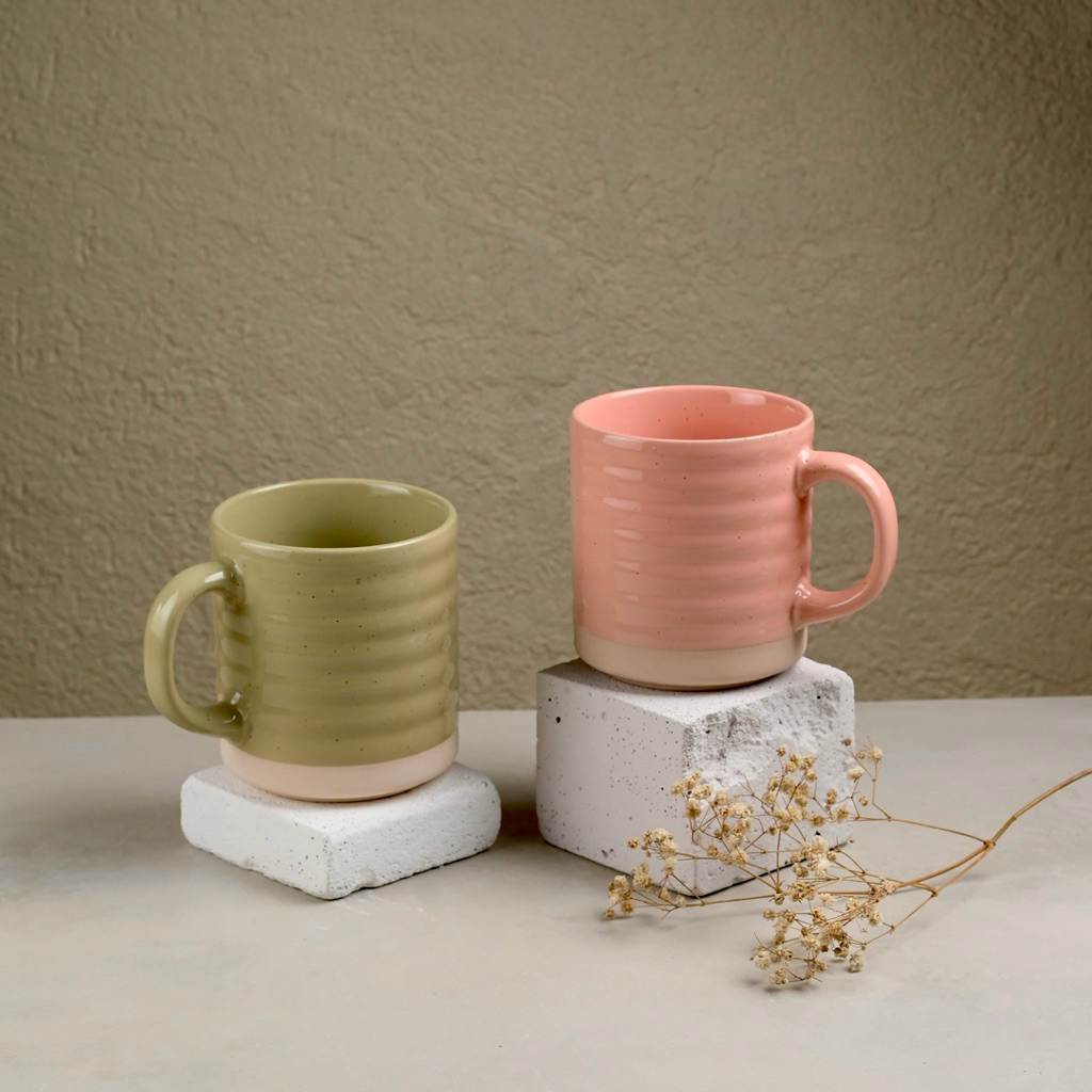 Ceriche Ellie Mug Ceramic Aesthetic - Gelas cup Kopi Teh Susu Keramik Korea Cantik Jumbo 550ml