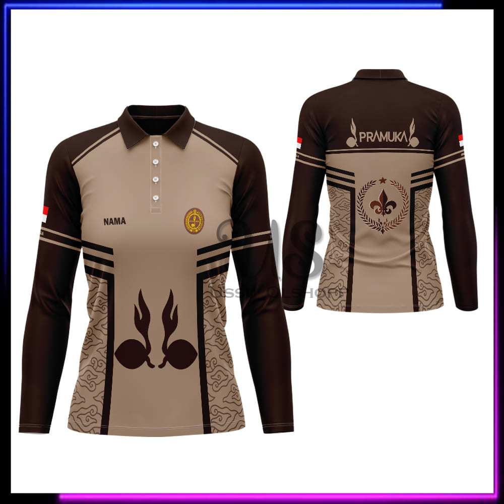 Kaos Polo Pramuka / Baju Pramuka Wanita Lengan Panjang / Jersey Pramuka Pembina / Seragam Pramuka