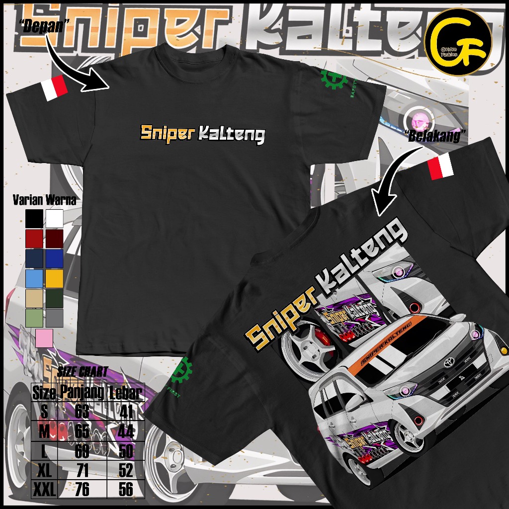 Kaos Sniper Kalteng Tshirt Driver Muda  Kata kata Cotton Combed 30s DTF Dewasa Pria Wanita BAJU TSHI