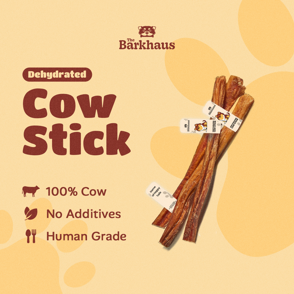 THE BARKHAUS Dehydrated Cow Stick -100% Urat Sapi - Snack anjing & kucing