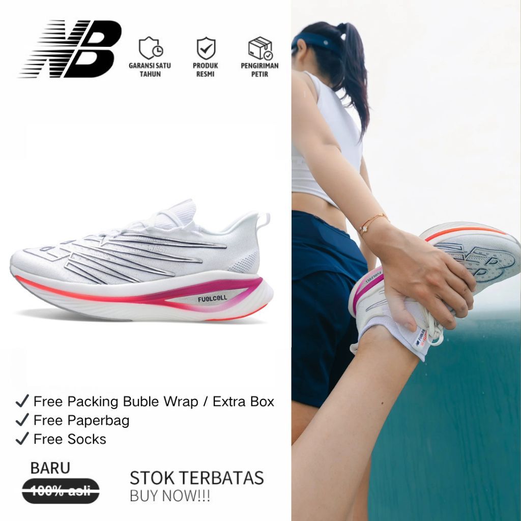 NEW BALANCE FuelCell SC Elite V3 Sepatu Lari Energi Kembali Carbon Plate EU 36-45 White