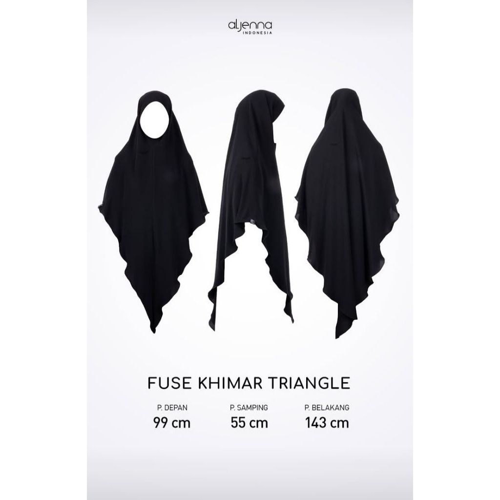 PL ALJENNA FUSE TRIANGLE GAMIS JETBLACK BY NIQATA KHIMAR BANDANA GAMIS LANAA BY ZIDNI