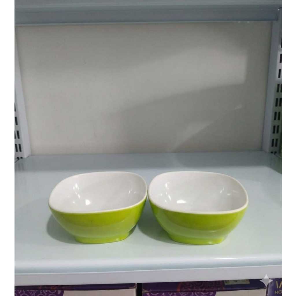 MANGKOK KECIL KOTAK 5" UNICA HIJAU MUDA PUTIH / MANGKOK KECIL MELAMIN 5 INCH - D.9055