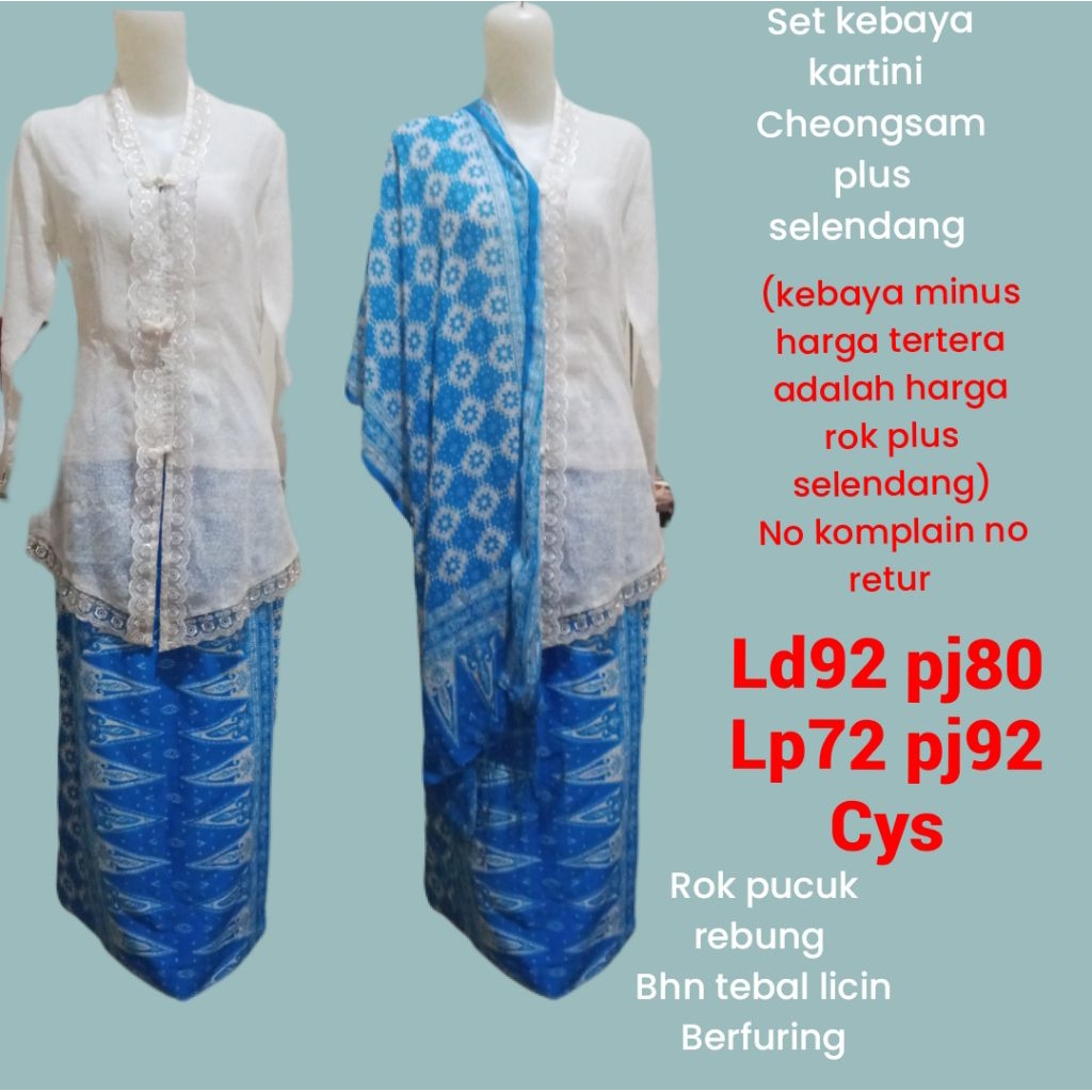 set kebaya kartini,set kebaya selendang,kartini cheongsam bnyk pilihan