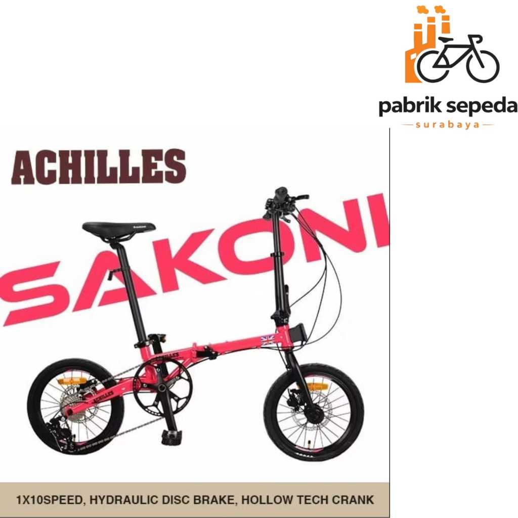 SEPEDA LIPAT SAKONI ACHILLES GREAT BRITAIN 1 6 INCH 10 SP HYDRAULIC ORI TERBAIK - NEW