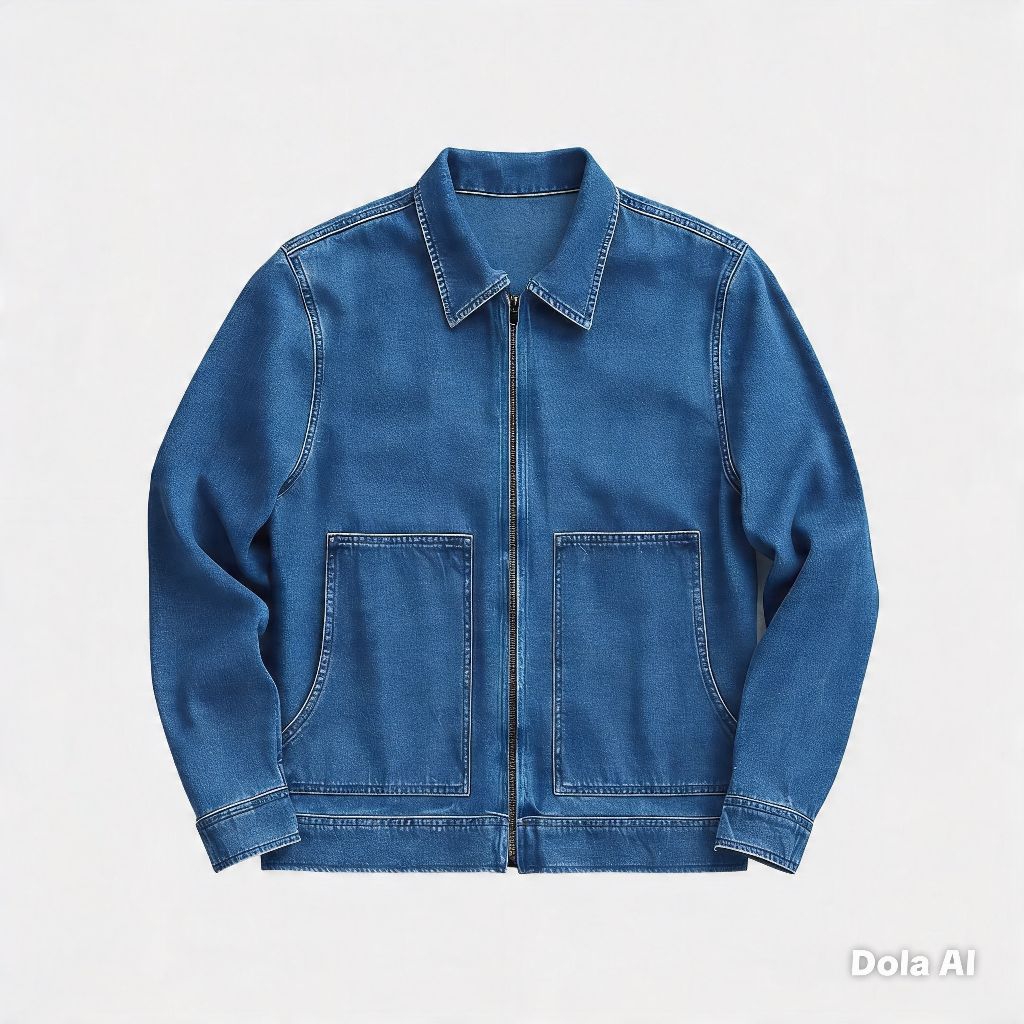 Fleece-Work jaket boxy Denim