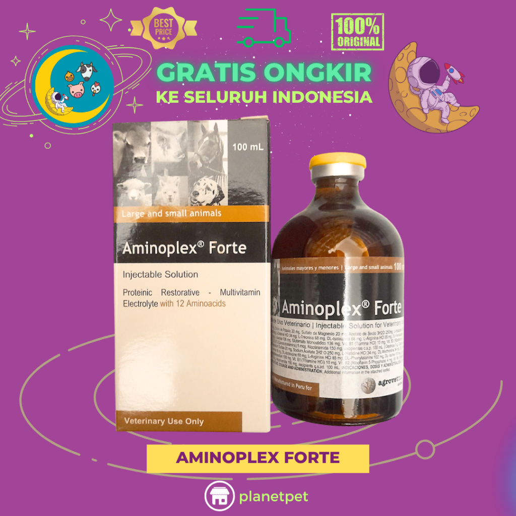 AMINOPLEX FORTE & VITARAL MINO 100 ML - Untuk Stres, Shock, Muntah, Diare Dll Pada Hewan Ternak.