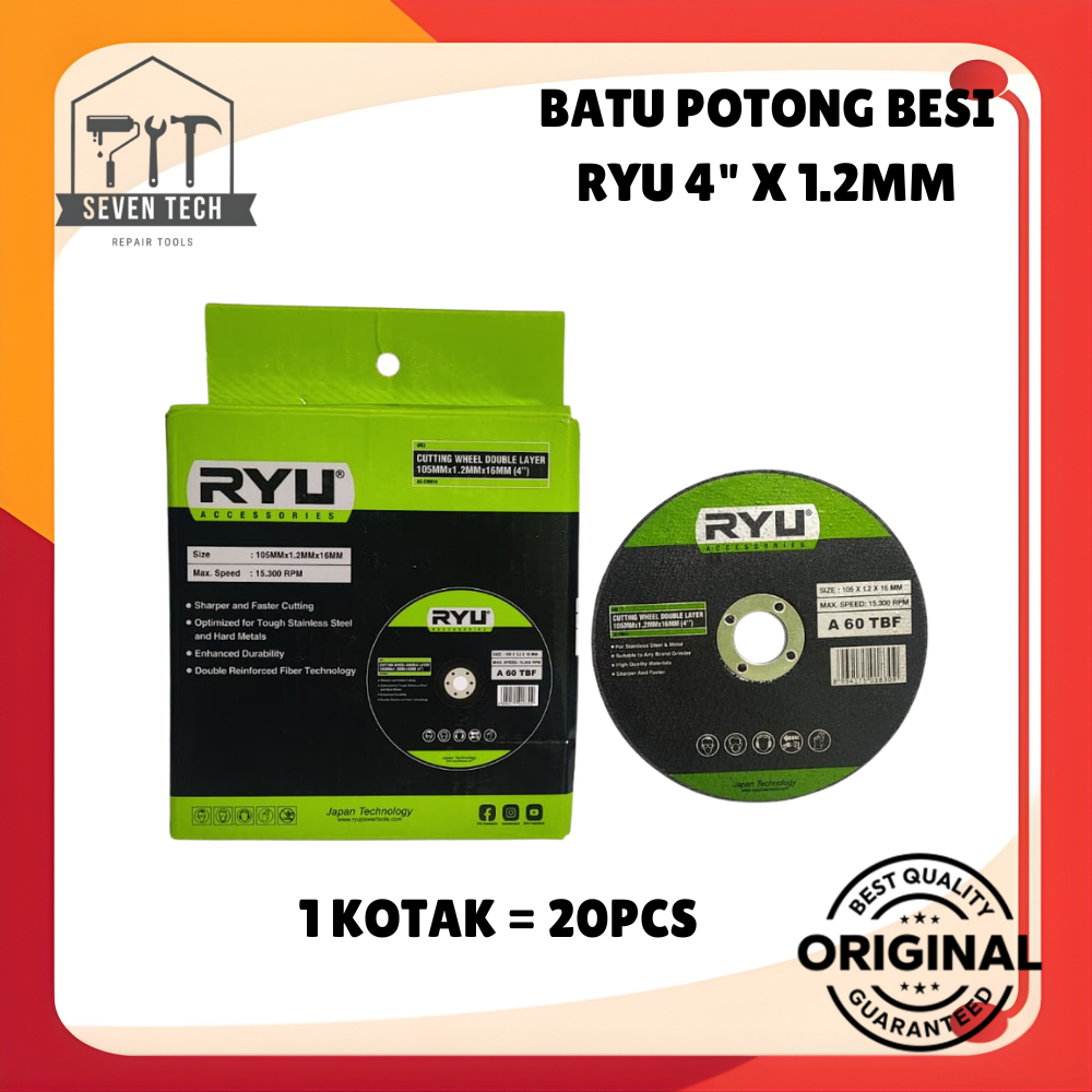GROSIR BATU POTONG BESI RYU 4" X1.2MM CUTTING WHEEL MATA GERINDA POTONG BESI RYU