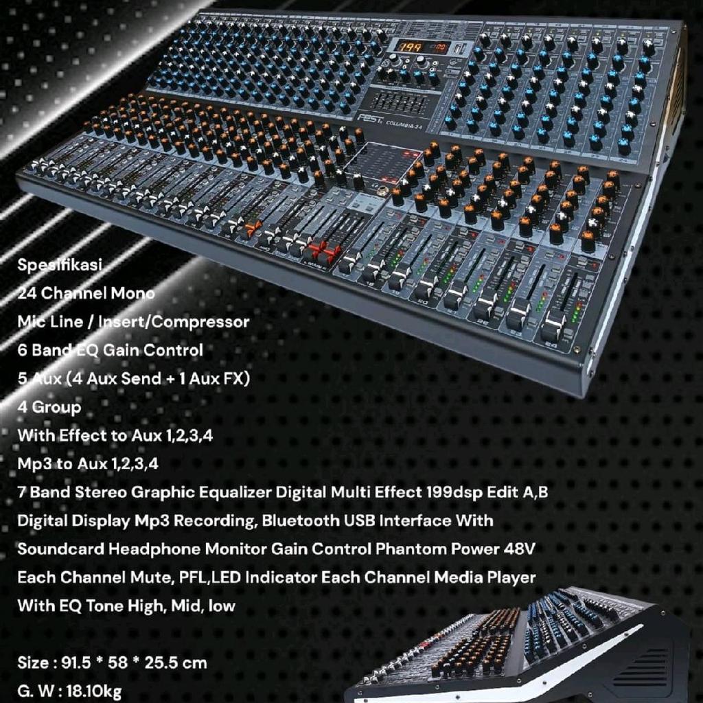 Mixer Fest Columbia 24 Original 24 Channel Bluetooth | MELODY CLASSIC